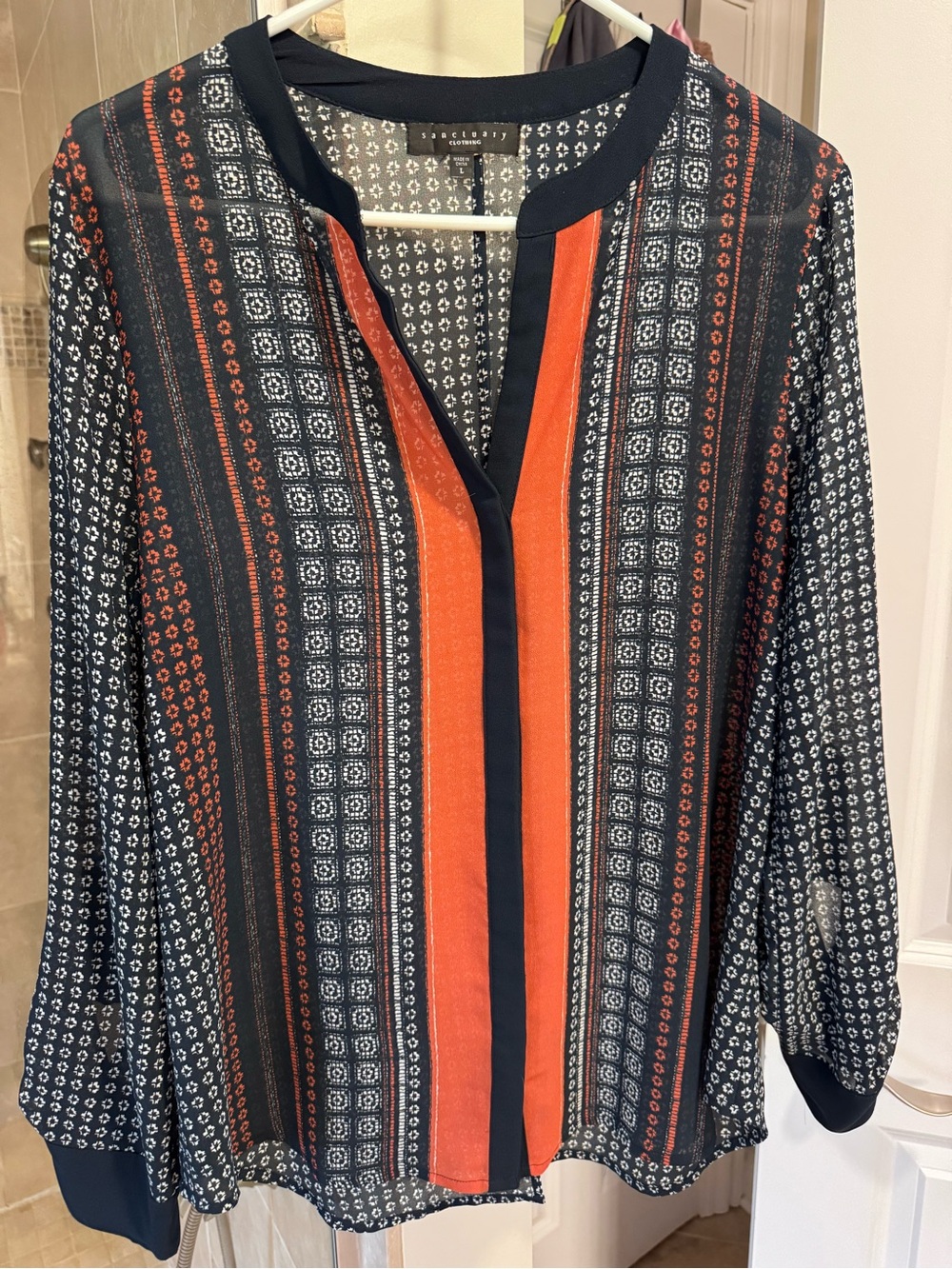 Sanctuary scarf print button blouse